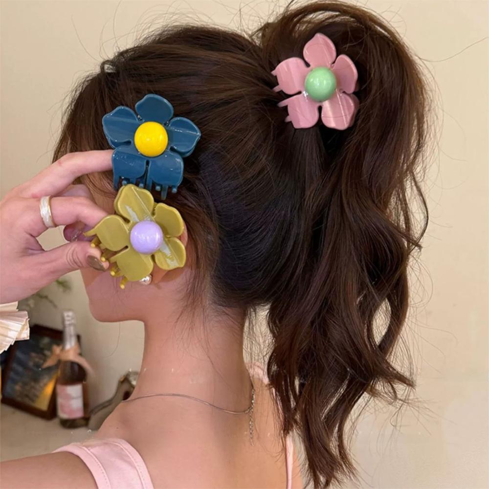 

Geometry Flower Hair Claw Hairpin Plastic Shark Clip Cute Hair Crab Clip Girls зелёный