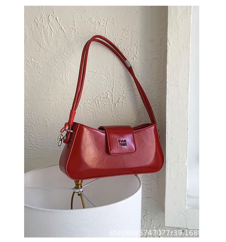 Women's ins fashion new cross-body trendy women's bag 2025 spring and summer armpit baguette bag Korean ballet style shoulder bag