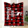 Christmas Reindeer Buffalo Plaid Poster PrintBlanket Flannel Throw Blanket for Sofa, Bed, Travel, Camping, Office, Couch, Chair, And Bed Gif