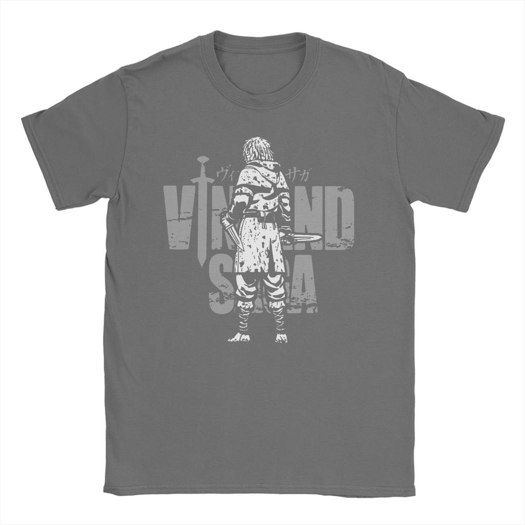 Men T-Shirt Japanese Thorfinn Karlsefni Vintage Cotton Tees Short Sleeve Vinland Saga T Shirts Round Collar Clothes Graphic