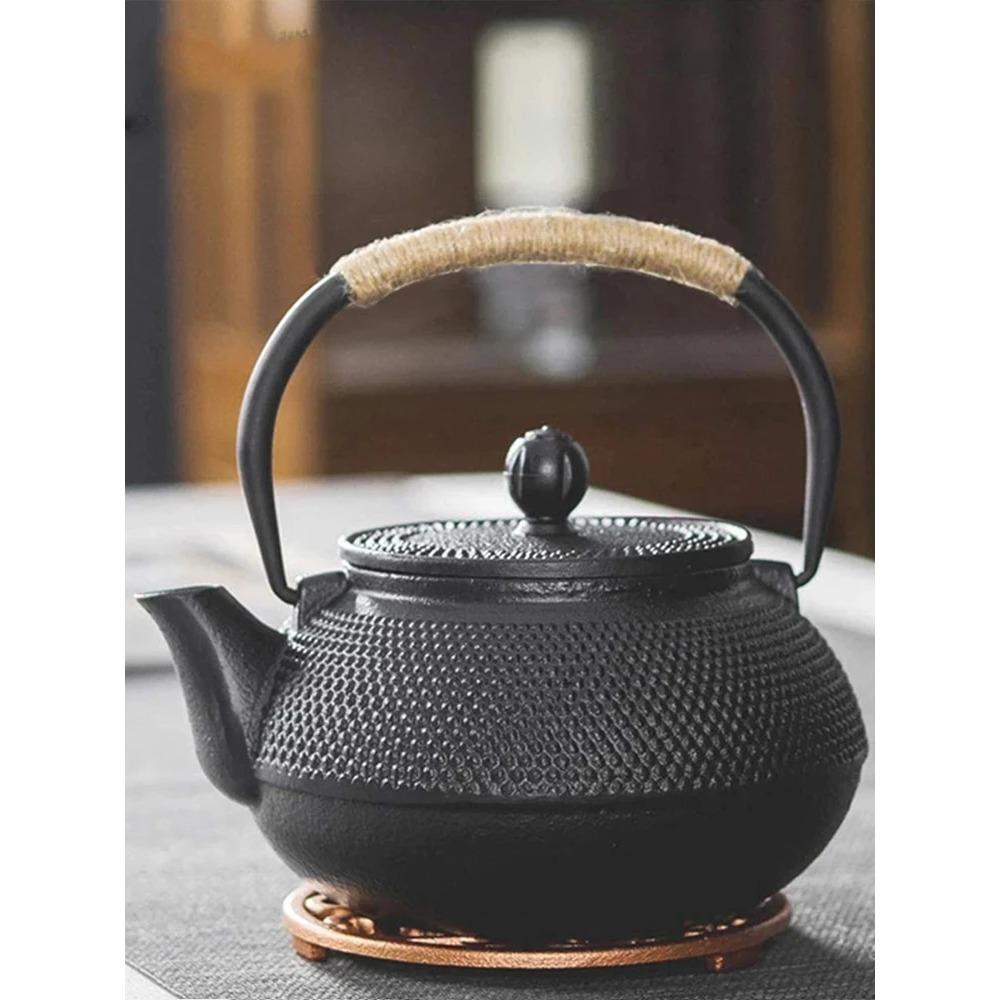 300/1200ml Black Japanese Cast Iron Teapot Iron Kettle Tetsubin Teapot Comes with Strainer Flower Tea Set Decoration Ornament