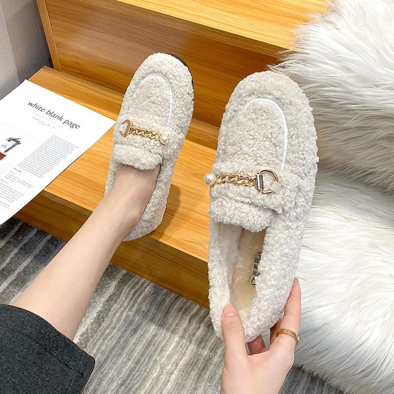 

Mao Mao shoes women wear new lamb wool beanie soft-soled shoes in winter, velvet thick-soled cotton shoes, pregnant women s large-size women s shoes 34 білий