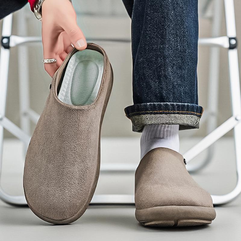 Men’s Summer Sandals Slipper Clogs Backless Mules Khaki Casual Shoes for Students Over Sized