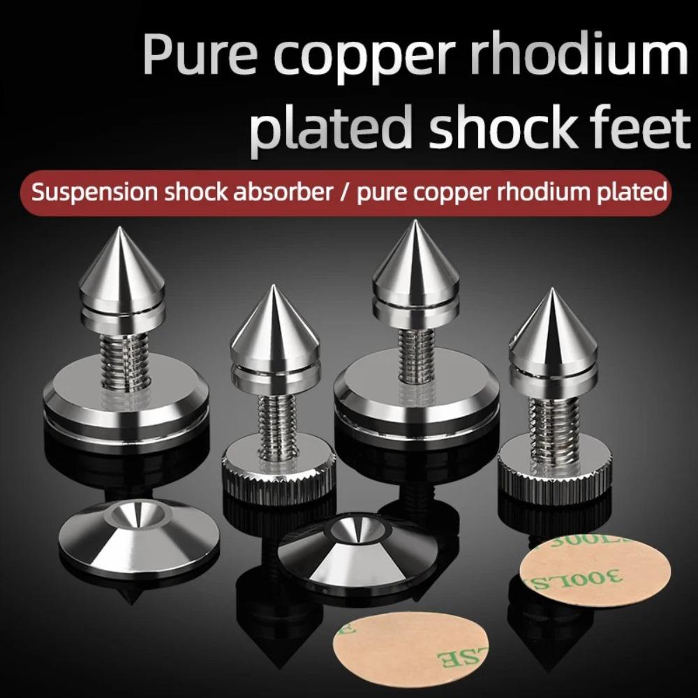 Hi-End Rhodium Plated Pure Copper Speaker Spikes, Shock Absorber Audio Feet Pegs Vibration Damping Stand For Speaker Amplifier CD Player Equipment