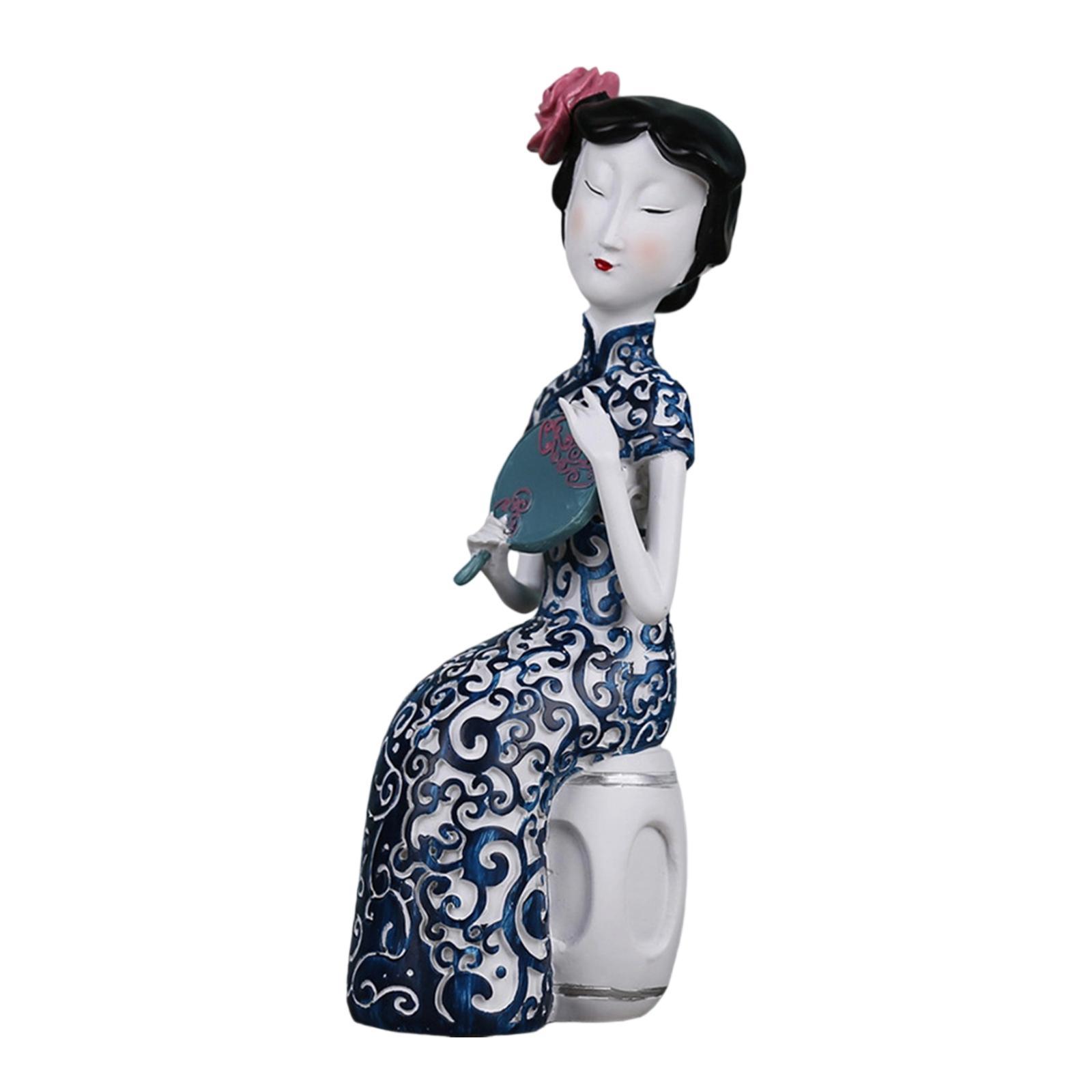 

Chinese Qipao Woman Statue for Bedroom Or Cabinet Decoration 11.5x8.5x27.5cm