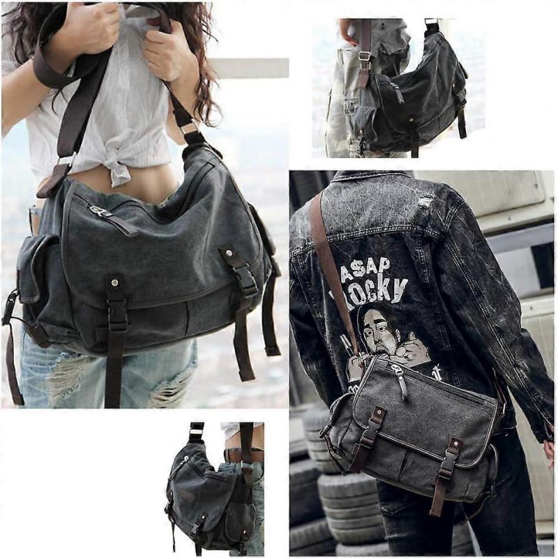 Verbesserte Vintage Canvas Große Mode Umhängetasche für Damen Buch Laptop Schultertasche Große Größe