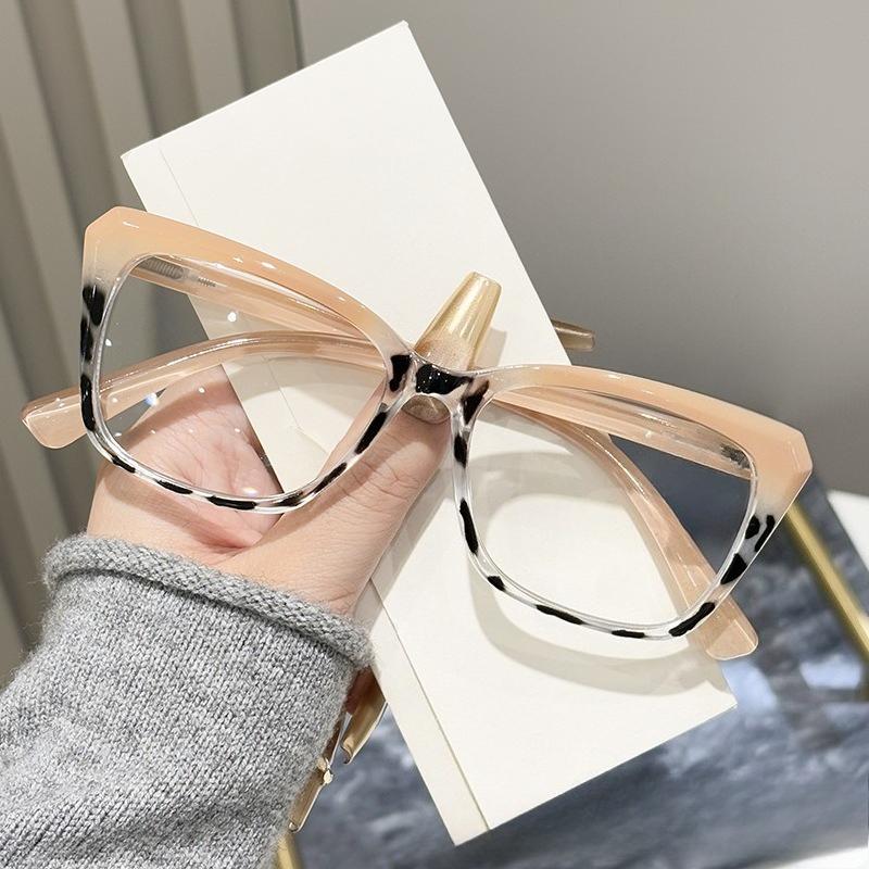 Fashionable Square-Frame Blue Light Blocking Presbyopia Glasses Large Frames Comfortable High-Definition Women Reader Eyewear 0 To +4.0