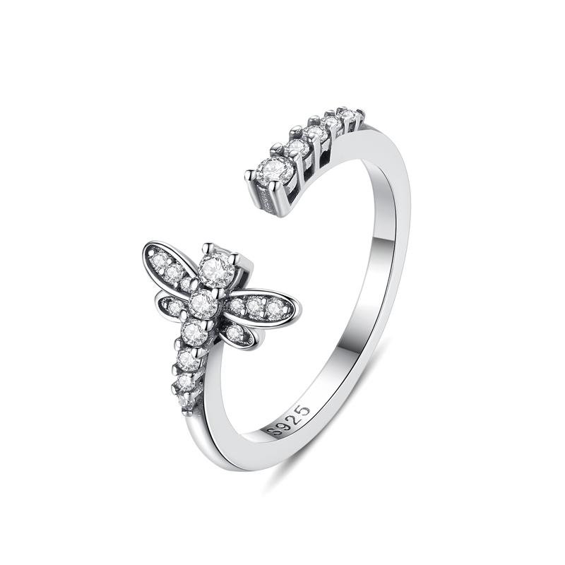 Original 925 Silver Ring Love Heart Wishbone Moon Sun Rings Crystal Rose Gold For Women Wedding Gift Luxury Jewelry