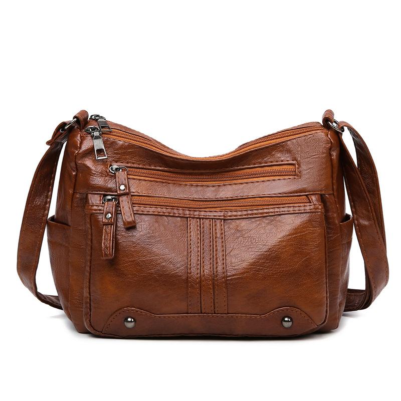 New fashionable versatile women's bag medium mother bag large capacity shoulder messenger bag soft leather backpack women