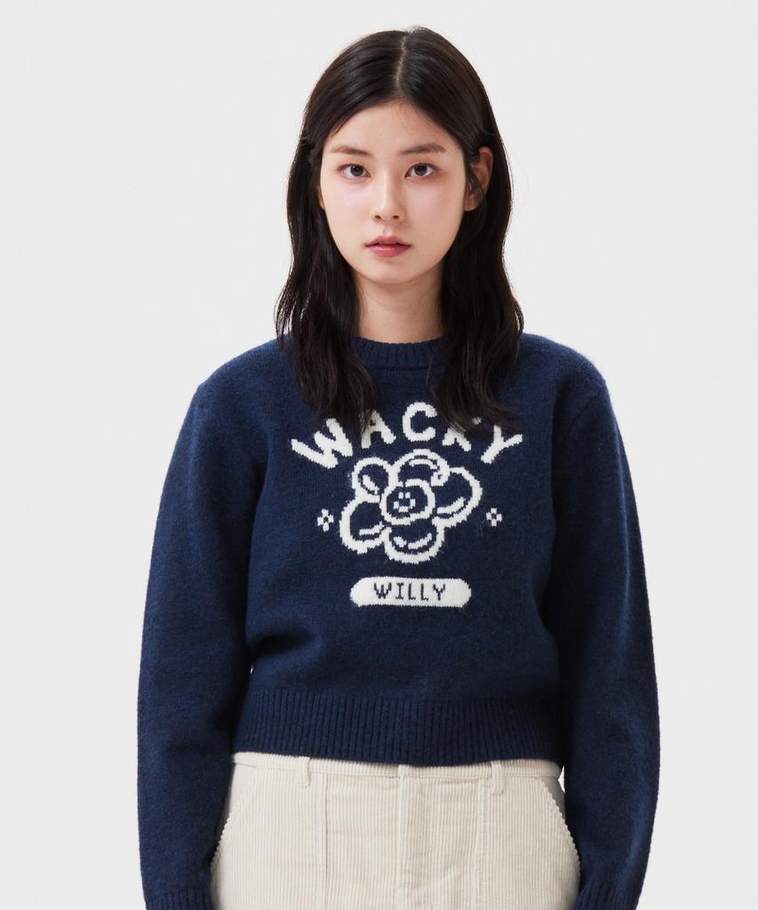 WACKY WILLY Women'S Big Lily Graphic Pullover Dark Navy