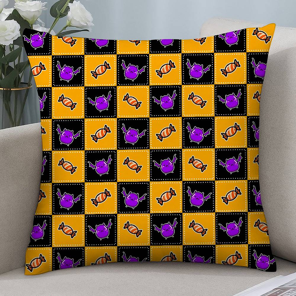 

Fashion Candy Halloween Pillow Case Short plush Double-sided Print Square Throw Pillow Covers Sofa Home Cushion Decor 12x12Inch