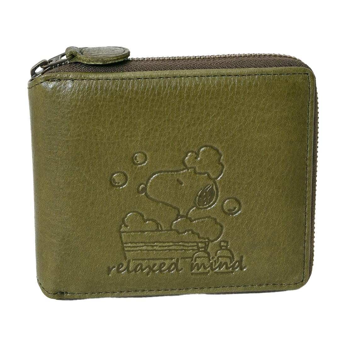

73473 Snoopy Short Round Zipper Green [Peanuts] Wallet, Bi-fold, Closure, Character, Women s, зелений