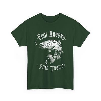 Lustiges Angeln Fisch umher Finden Forelle Design Fisch T-Shirt