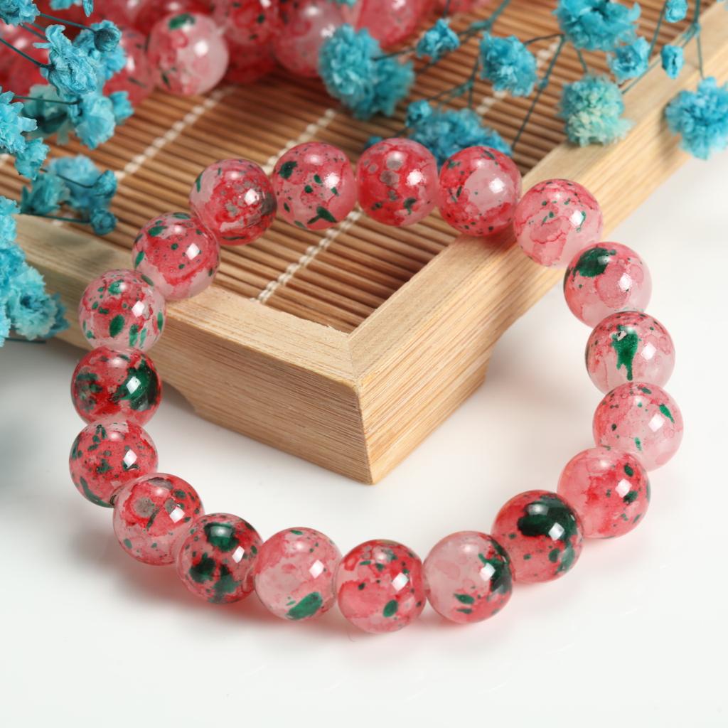 10mm Cracked Flower Glass Beaded Bracelets, Multi-Color Y2K Sweet Cool Style Bracelets for Women Fashion Jewelry Accessories