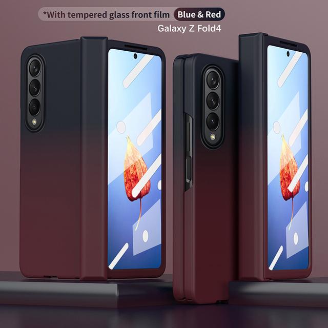 Pro Samsung Galaxy Z Fold 4 pantové pouzdro na telefon Fold2 Fold3 Fold4 Case Gradient Ultra Slim Anti-Drop Cover with Tempered Glass Film