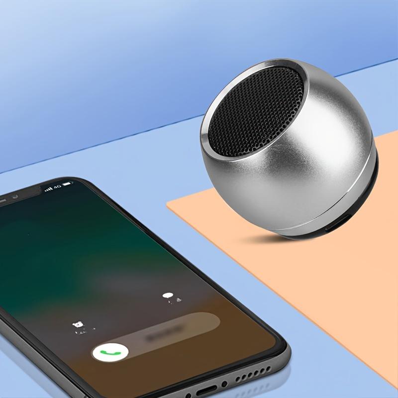 Luxury Tiny Bluetooth Metal Silvery Speaker TWS Portable Car Audio Wireless Stereo Steel Gun Heavy Subwoofer Outdoor Loudspeaker