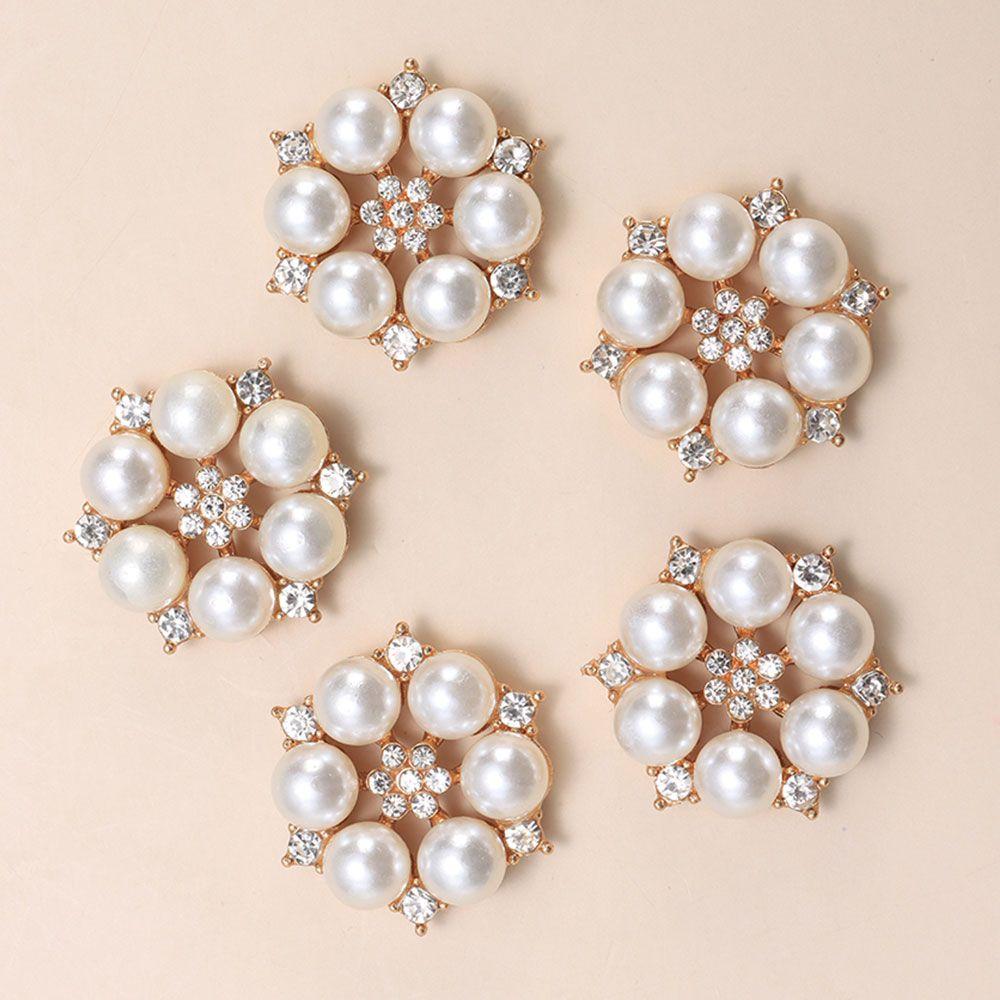 5PCS DIY Craft Crystal Hat Accessories Pearl Hairpins Headwear Accessories Rhinestone Buttons Pearl Button