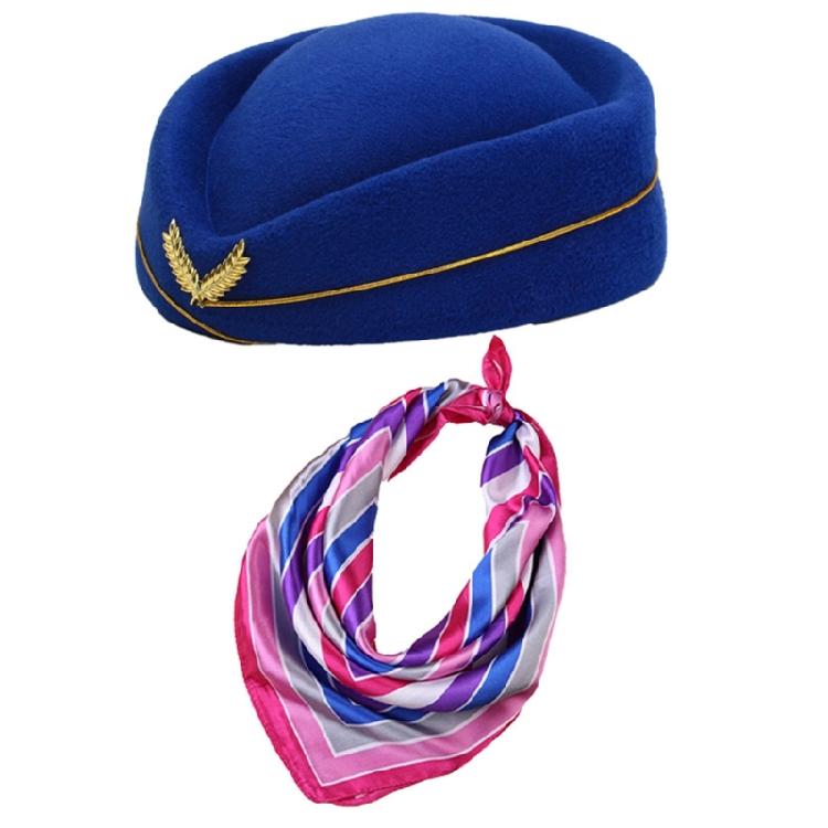 Adult Stewardess Hat+Sunglasses+Brooch Woman Sunproof Flight Attendant Hat Set