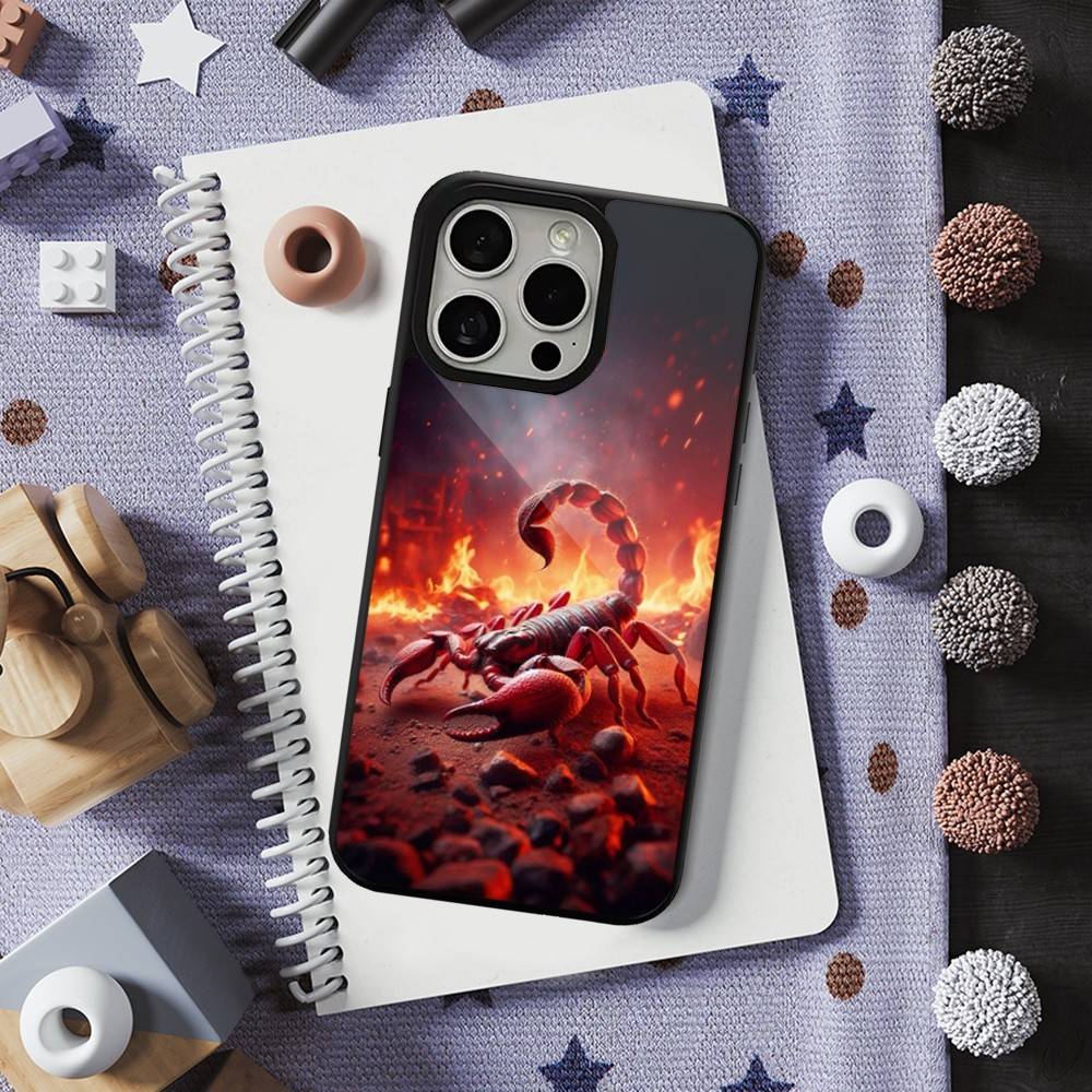 Cool Art Animal Scorpion For iPhone 16,14,13,15,11,12,17,Plus,Mini, Pro,For Magsafe,Max,Magnetic Wireless Charging Case