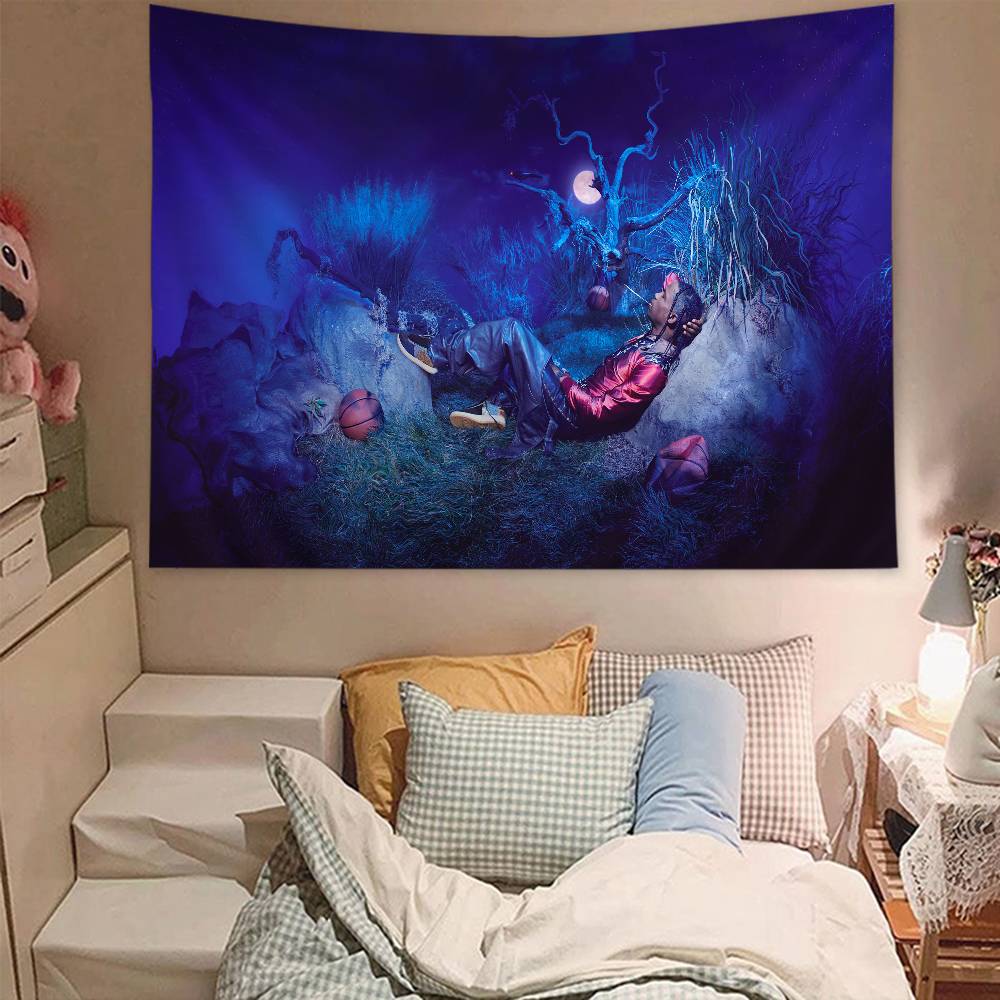 Hot Rapper TTravis SScottS Printed Large Wall Tapestry Art Science Fiction Room Home Decor Decor Blanket