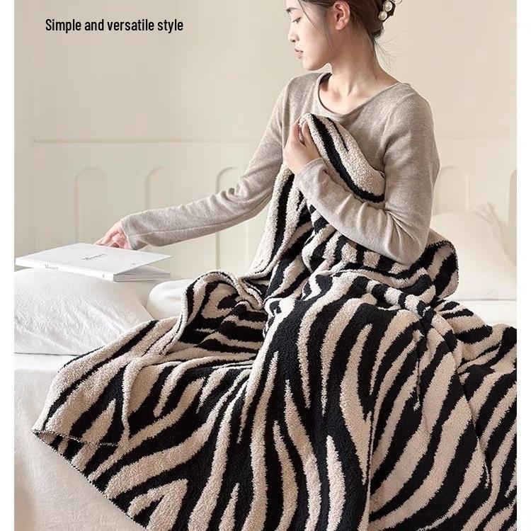 Zebra Stripe Plush Sofa Cover & Decorative Nap Blanket