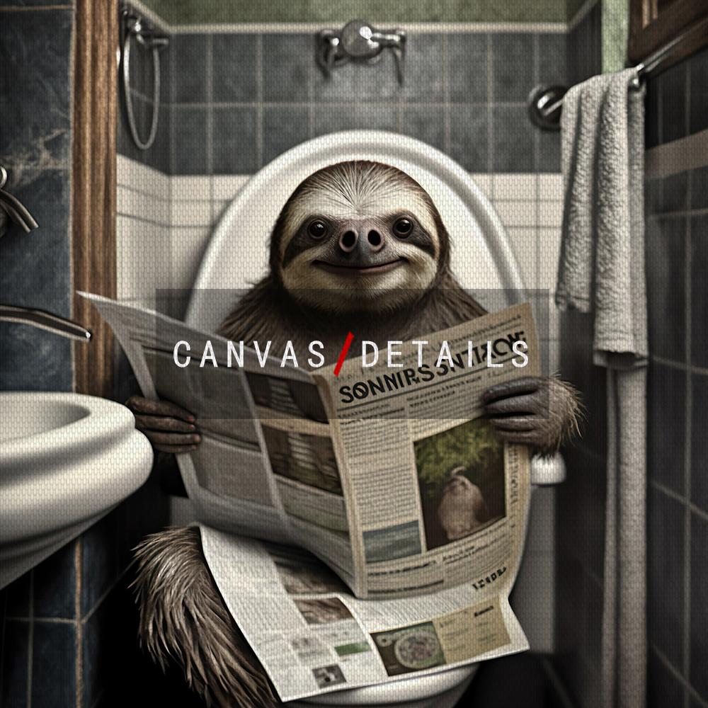 Cat Sitting On Toilet Reading Newspaper Funny Bathroom Wall Humor Poster Decor Animal Porcupine Canvas Painting Room Home Decor No Frame