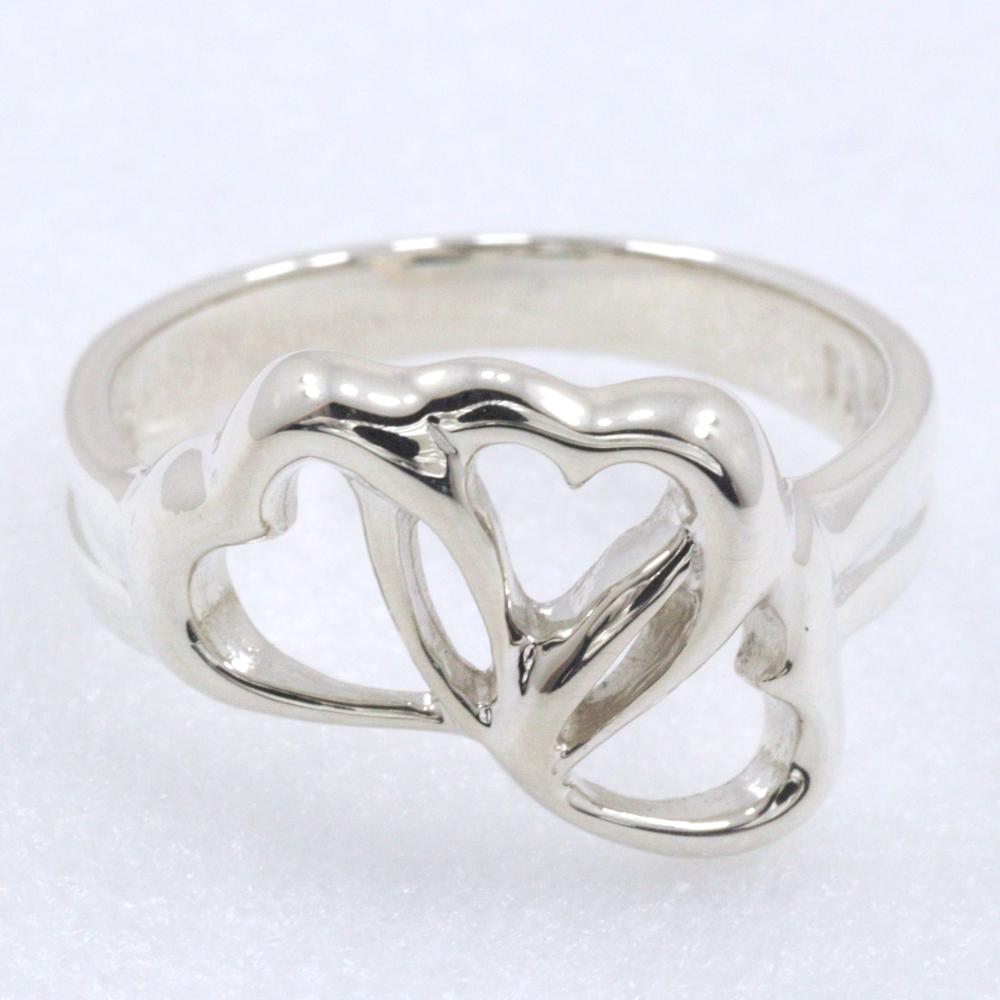 TIFFANY&Co. Triple heart Ring Silver925 #5.6(US Size) heart 2.8g Women Used