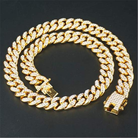 Rockyu Brand 18K Gold Curb Chain Necklace with Miami Cuban Link and 18K Gold Thick Hip Hop Cool Halloween Fashion Accessory Men's Zirconia, Plated,