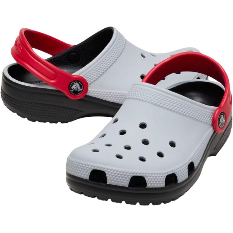 Crocs Classic Clog Versatile Comfortable Breathable Low-Top Kids Sandals Kids Sandals Gray Red 211258-1NM
