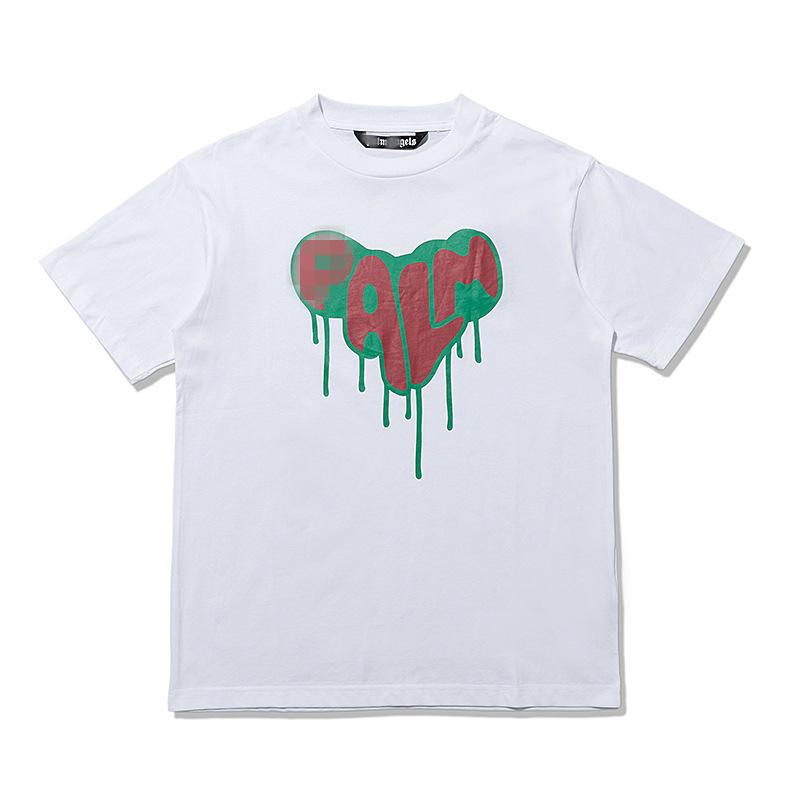 Grenzüberschreitende europäische und amerikanische Trendmarke Palm Angel Liebesbrief geschmolzen bedrucktes kurzärmeliges T-Shirt Herren und Damen Amerikanischer High Street