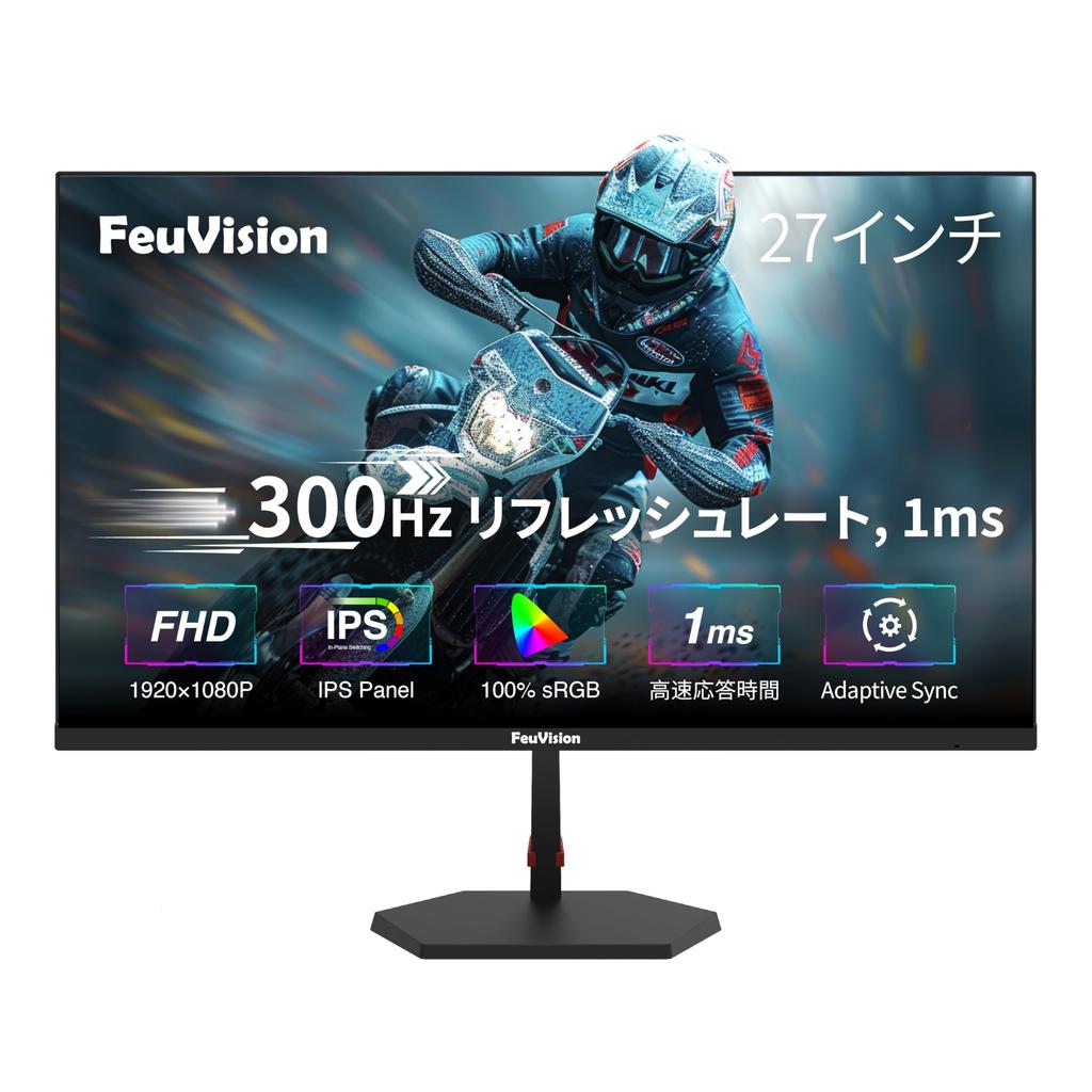 FeuVision Gaming 300Hz 240Hz Full HD IPS 1ms Response Adaptive Sync PC Bezel Adjustable Up To 300Hz with DP PS5 Warranty Monitor, 27-inch, Monitor,