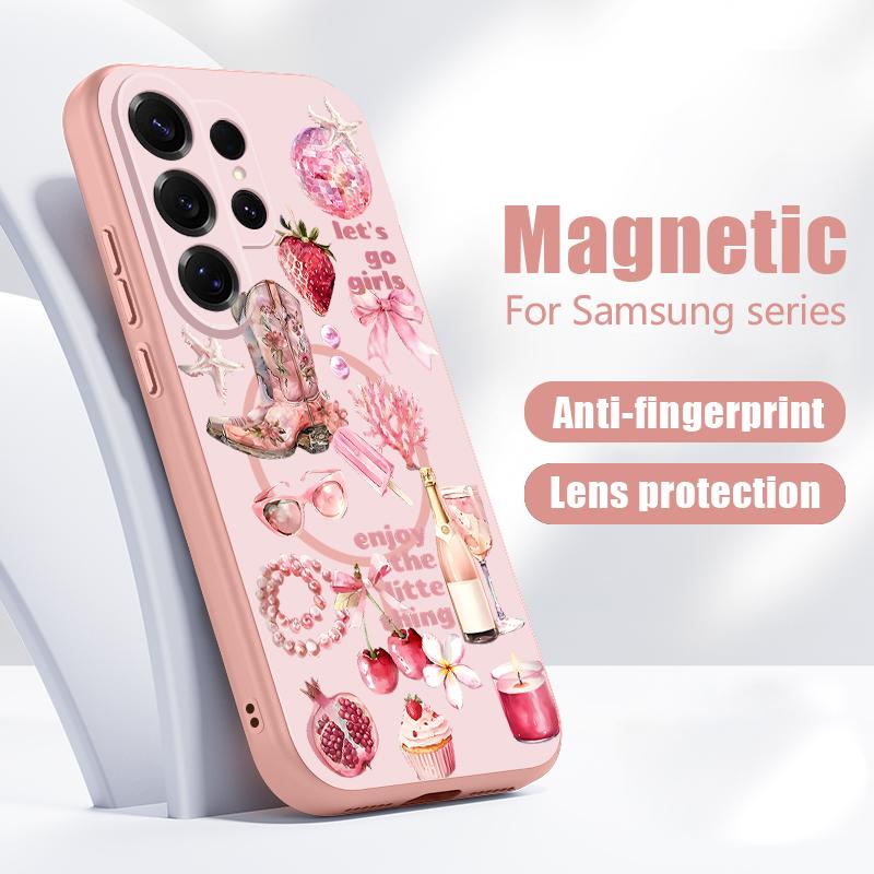 Buntes Schleifenmuster Magnetische Hülle Für Samsung S26 Ultra S25 Edge S24 FE S23 S22 Plus A54 A15 A35 A55 A16 A36 A56 A17 A37 A57 5G Mattes Cover