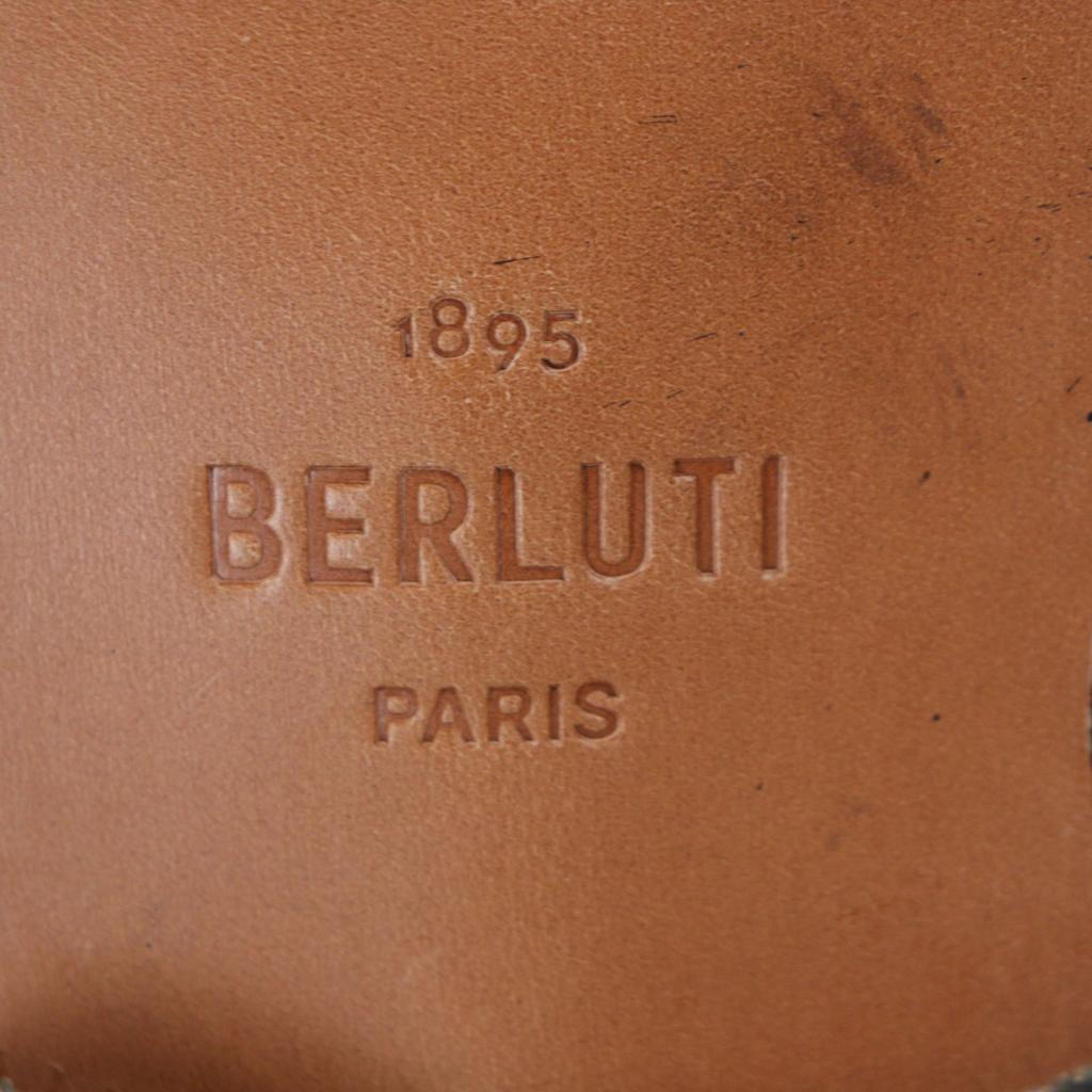 Excellent BERLUTI Leather Shoes Incision Detail Purple Patine Leather Mens 6 Used