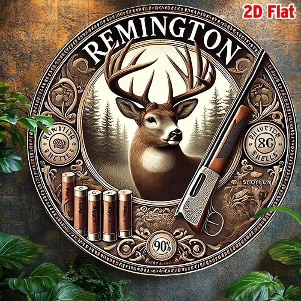 Vintage Metal Sign 8 Inch Remington Classic Flat 2D Wall Art Home Decor