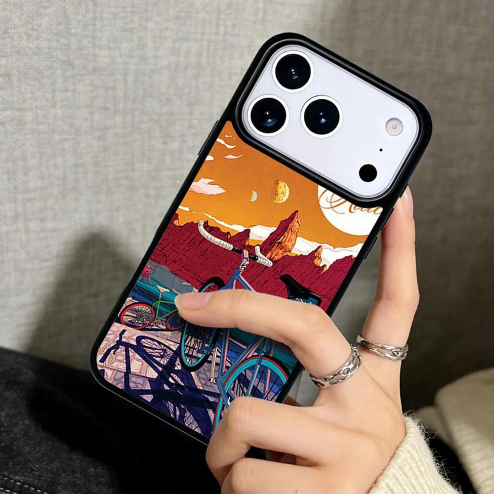 Capa Case for iPhone 17 Air 16 Pro Max 15 Plus 11 13 Mini 14 12 Back Phone Cover BIKE Cycling Art