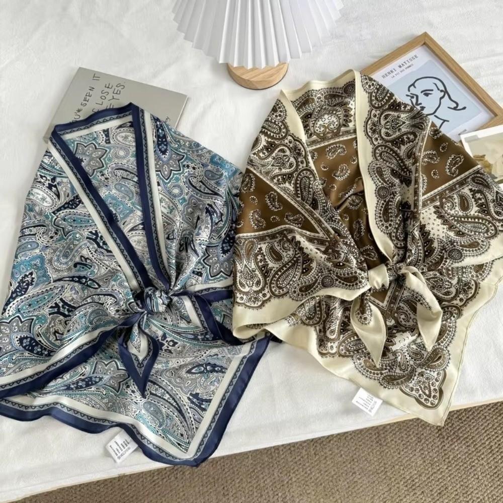 Multi-Functional Triangle Scarf Silk Satin Decorative Headscarf Casual Waist Belt  Women Girls