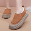 Women Cozy Slip-On Winter Boots with Warm Brown Fabric and Non-Slip PVC Sole