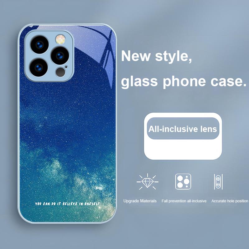Brilliant Starry Sky For IPhone 16 Plus 15 14 13 12 Mini 11 Pro Max X XS XR 7 8 Plus 2022 Tempered Glass Phone Case