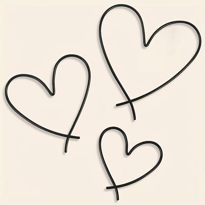 3pcs Iron Art Modern - Heart Wall Art Decor, Love Heart Wall Decor Sign Metal Wall Decorations, For Valentine's Day, Room Decor