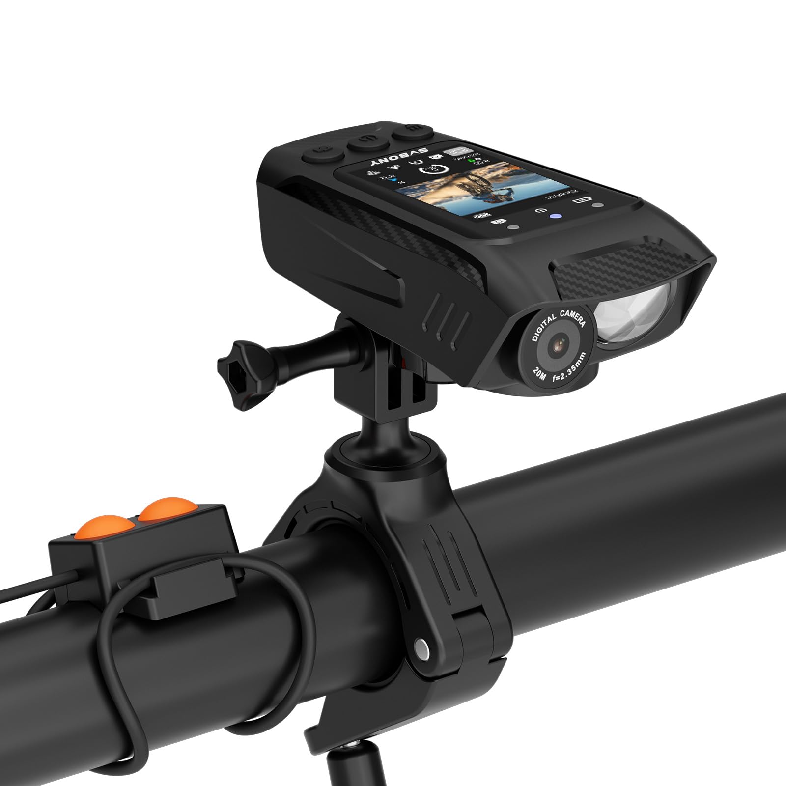 

SVBONY Bicycle Dash Cycle and Electronic Color 4K GPS Video IMX386 Smartphone ACT30 Action Camera 4-in-1 Cam, Computer, Light, Horn, 2-inch Screen,