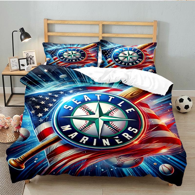 Seattle Logo Bedding Set 3pcs, High Quality Bedding Set Including 1pc Duvet Cover And 2pcs Pillowcases for Bedroom, Dormitory Gift