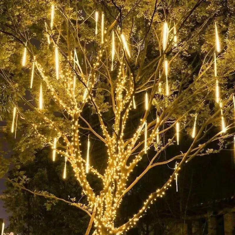 LED Meteor Shower Lights 2PC Outdoor Waterproof Fairy Garland String Light For Christmas Holiday Party Garden Decor 30/50CM Lamp