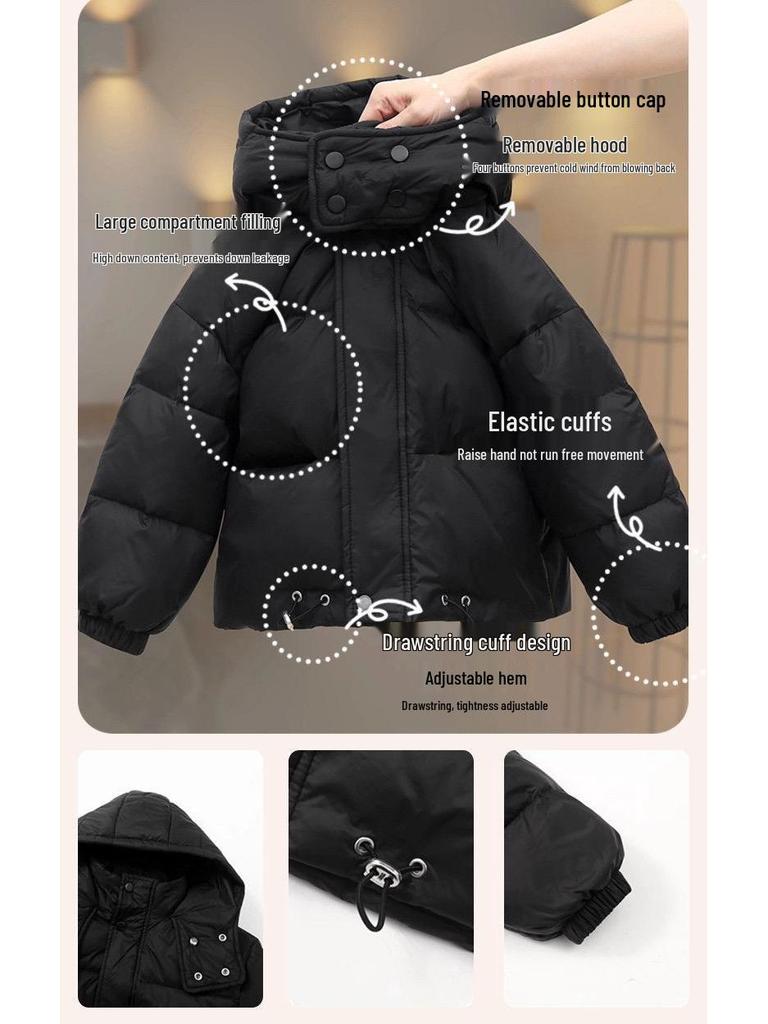 2025 Autumn/Winter Kids' Thick Hooded Down Jacket - Stylish Outerwear for Boys and Girls