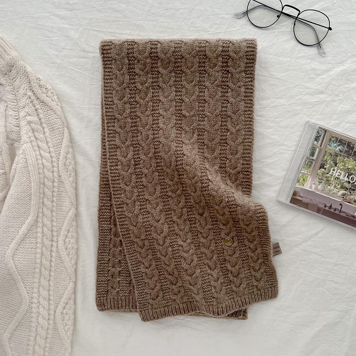 

New 100% Wool Scarf Winter Solid Color Knitted Scarf Universal Warm Scarf Holiday Gift 160CM