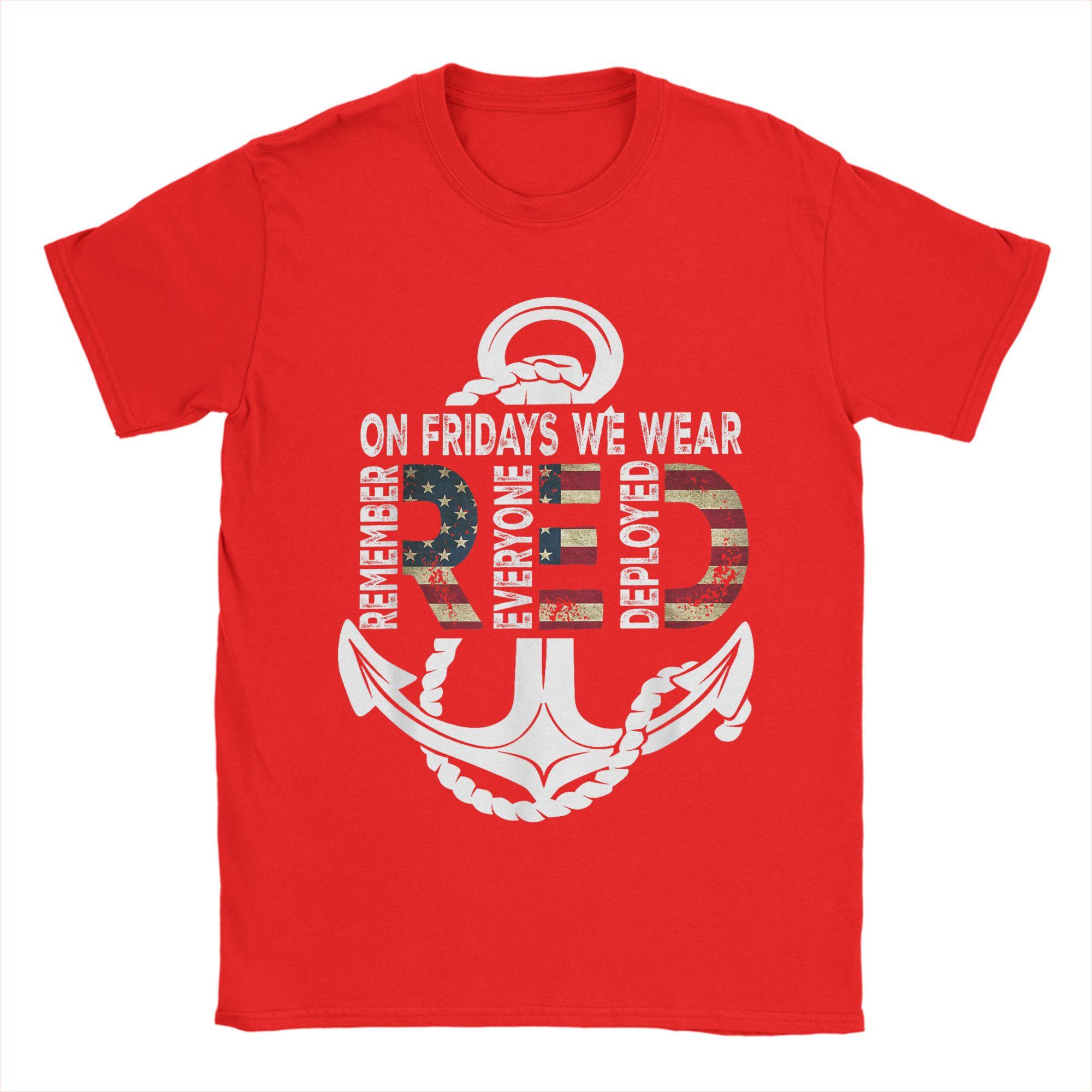 On Fridays We Wear Red Remember Everyone Deployed Navy T Shirt Summer T Shirts Unisex ONeck Plus Size Tees Short Sleeve S
