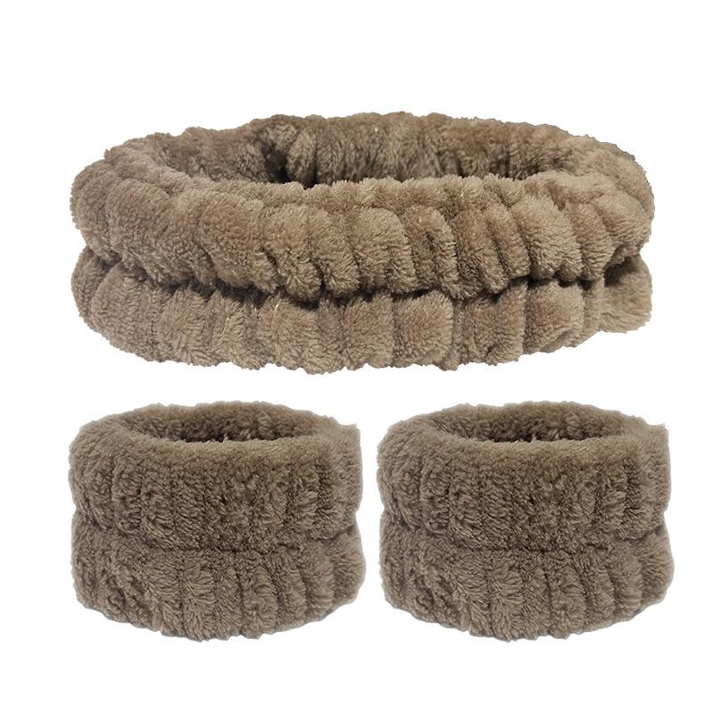 Plush Flannel Absorbent Wristbands & Splash-Proof Headband Set