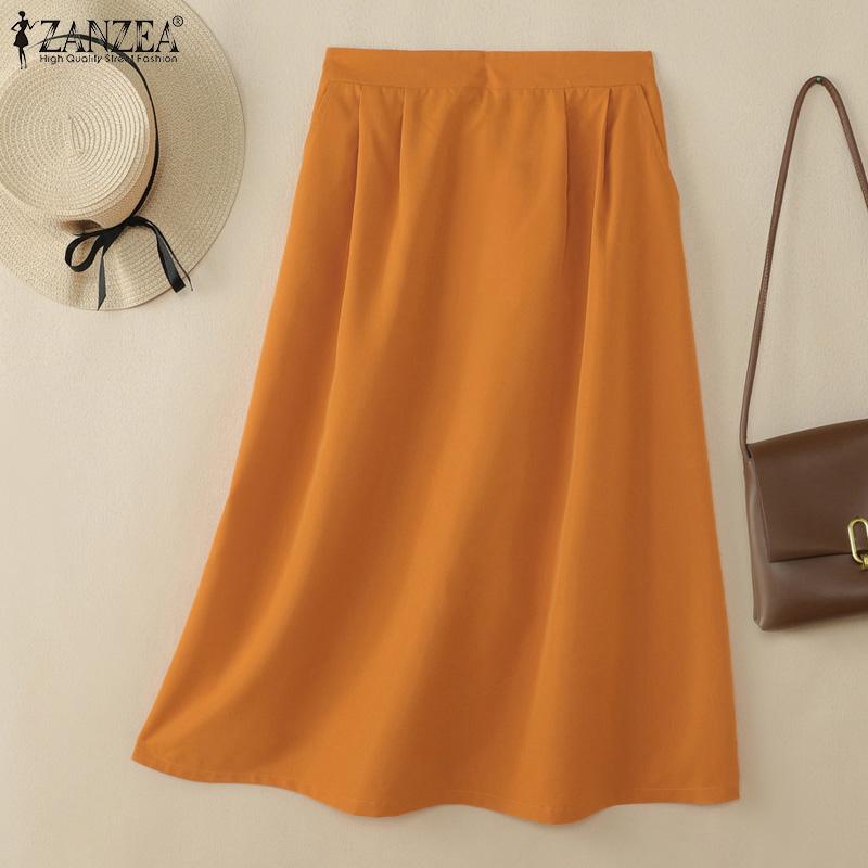 ZANZEA Women Casual Elastic Waist Loose Summer Skirts
