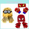 Stylish Children's Spiderman Minions Knitted Hat And Gloves Winter Warm Suit