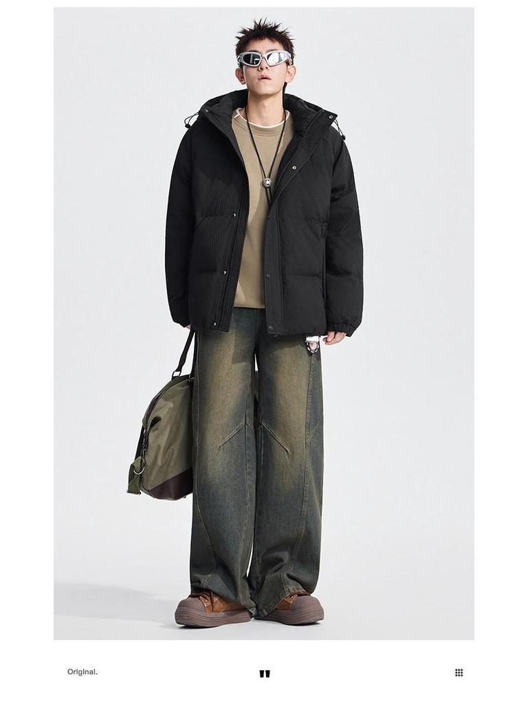2025 Men's Premium Hooded Short Down Jacket - Warm & Loose Casual Winter Outerwear
