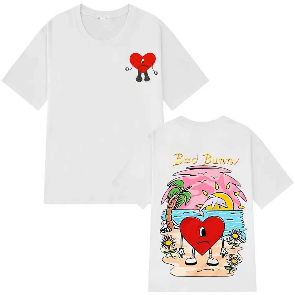 Wholesale Bad Bunny Un Verano Sin Ti Pattern Tshirt 2026 Unisex Cotton Oversized Hiphop Summer Tshirt Street Wear Y2K